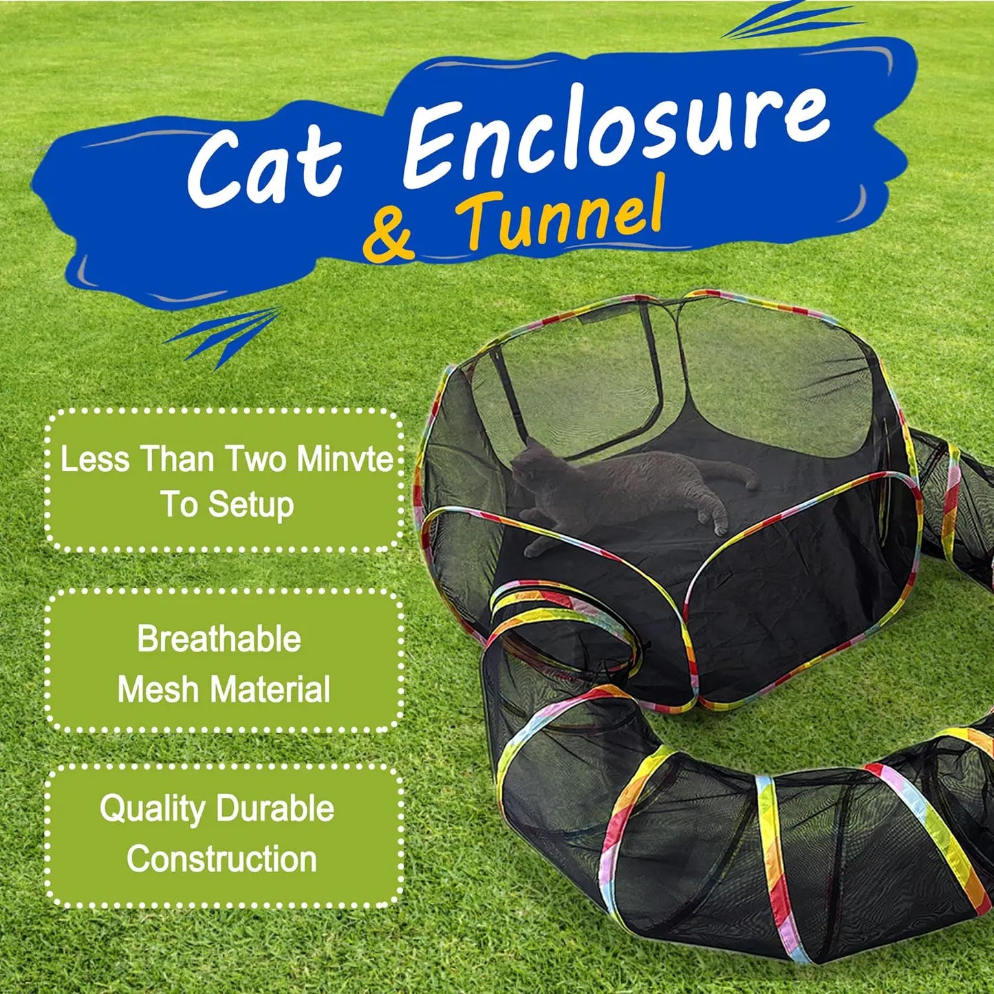 Cat Enclosure Portable Tents and Round Tunnel Playpen Pet Supplies Tunnels Playground Indoor Cats Rabbit Guinea Pig Accessories