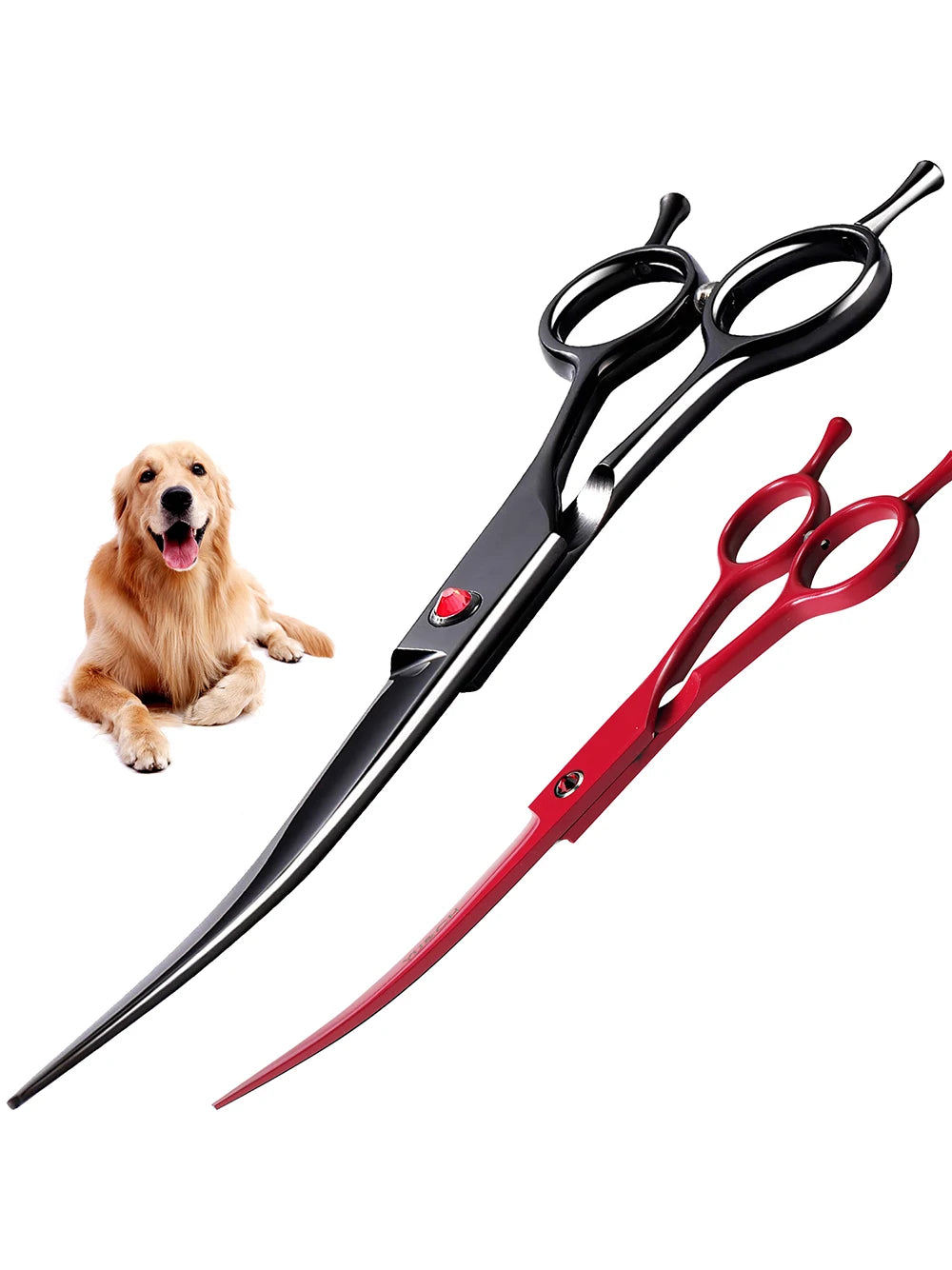 Portable Curved Pet Hair Scissors Grooming Both Hand Available Stainless Steel Dog Scissors Pets Shears Animal Cutting Scissors