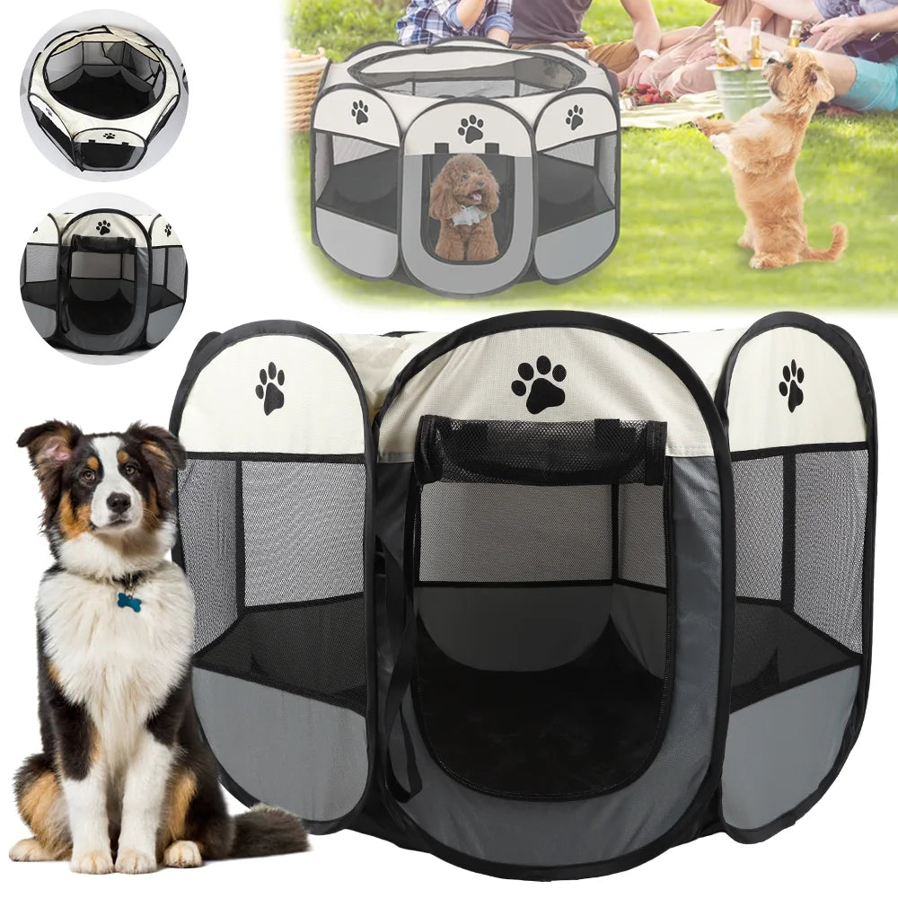 Foldable Pet Tent Kennel Cat Delivery Room Octagonal Fence Puppy Shelter Detachable Pet Tent Outdoor Cat Cage Dog Fences