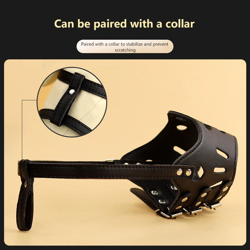 Soft Leather Anti-bite Adjustable Secure Adjustable & Breathable Small Large Dogs Muzzle Mask Pet Muzzles Chiens Pet Supplies