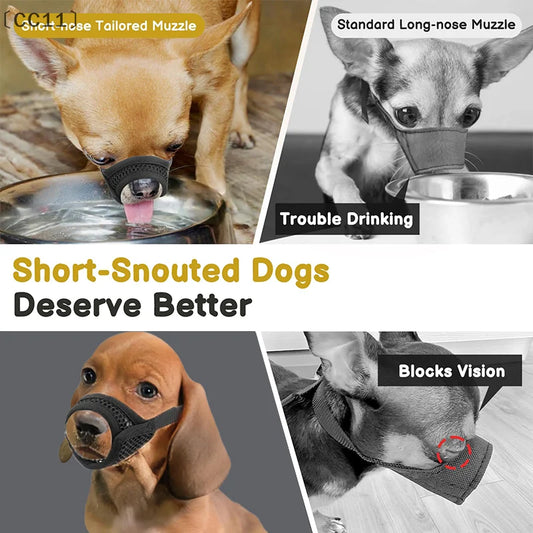 〔CC11〕Mesh Muzzle For Short Snout And Small Medium Dogs Anti-Biting, Focus On Brachycephalic Dogs Like Chihuahua Pomeranian