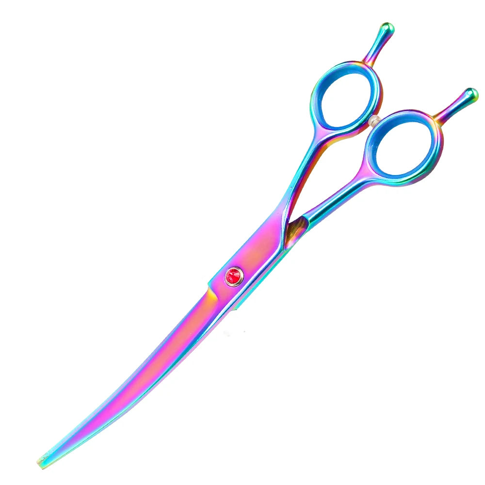 Portable Curved Pet Hair Scissors Grooming Both Hand Available Stainless Steel Dog Scissors Pets Shears Animal Cutting Scissors