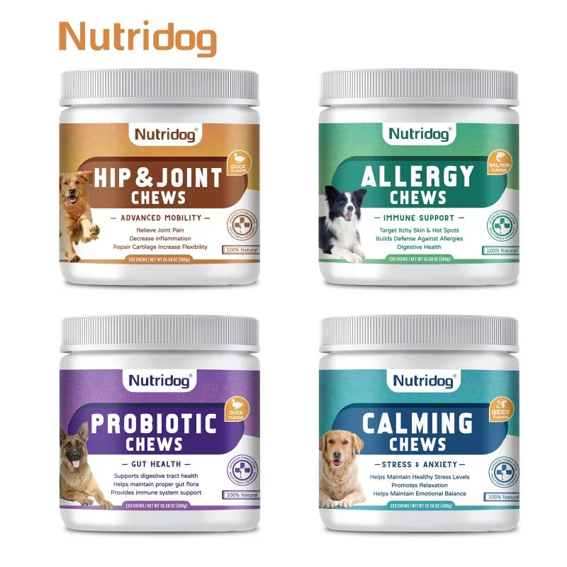 Anti-allergic & hip joint & calming & probiotic dog food for dogs full stage comprehensive nutrition-120 soft chews