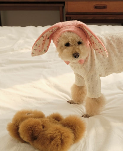 Dog Hat Autumn Winter Windproof Warmth Cover Cute Rabbit Ears Knitted Pet Cap Pink Ins Dogs Headwear New  Kitten Puppy Earmuffs