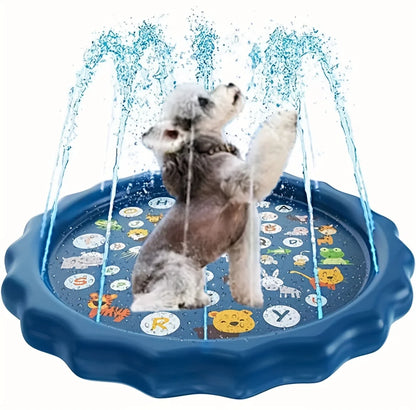 Heavy-Duty Outdoor Pet Bathing Basin with Spray Function - Non-Slip Dog Water Play Mat for Summer Fun and Pet Bathing
