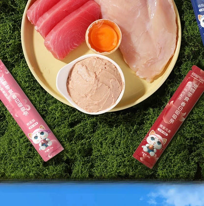 15g*5 Bag Pet Snacks Fish Oil Cat Strips Cat Wet Food Hydrating Cat Snacks Nutrition Salmon eel anchovy Chicken Cat Liquid Snack