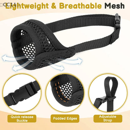〔CC11〕Mesh Muzzle For Short Snout And Small Medium Dogs Anti-Biting, Focus On Brachycephalic Dogs Like Chihuahua Pomeranian