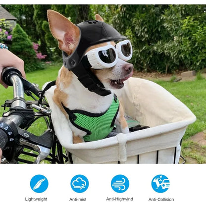 LETVIA Outdoors Pet Safety Helmet Skateboard Dog Safety Helmet Cool Pet Motorcycle Helmet Hat with Ear Holes Adjustable Strap