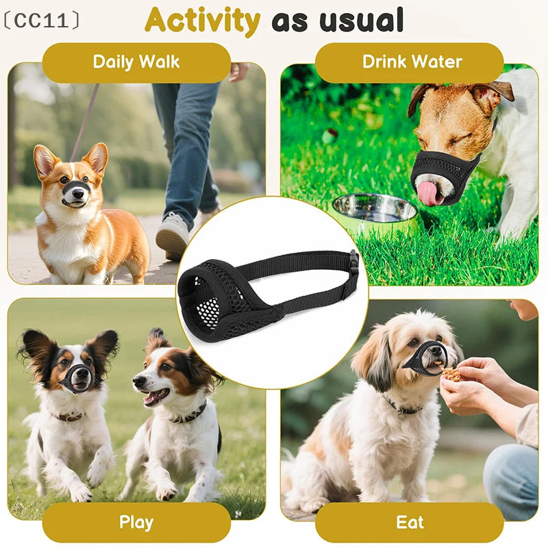 〔CC11〕Mesh Muzzle For Short Snout And Small Medium Dogs Anti-Biting, Focus On Brachycephalic Dogs Like Chihuahua Pomeranian