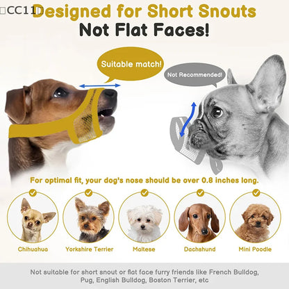 〔CC11〕Mesh Muzzle For Short Snout And Small Medium Dogs Anti-Biting, Focus On Brachycephalic Dogs Like Chihuahua Pomeranian