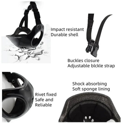 LETVIA Outdoors Pet Safety Helmet Skateboard Dog Safety Helmet Cool Pet Motorcycle Helmet Hat with Ear Holes Adjustable Strap