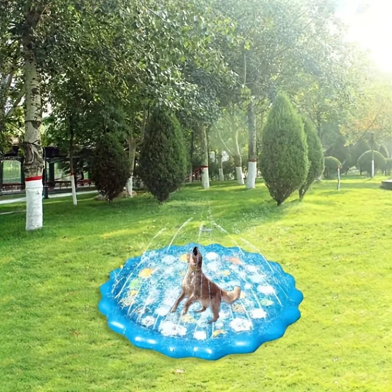 Heavy-Duty Outdoor Pet Bathing Basin with Spray Function - Non-Slip Dog Water Play Mat for Summer Fun and Pet Bathing