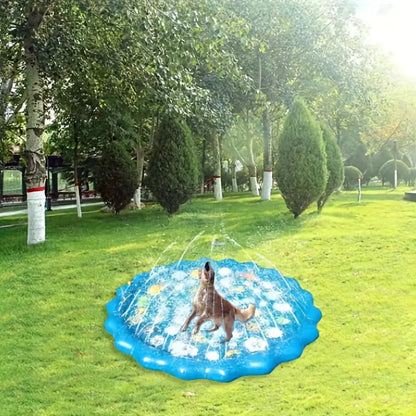 Heavy-Duty Outdoor Pet Bathing Basin with Spray Function - Non-Slip Dog Water Play Mat for Summer Fun and Pet Bathing
