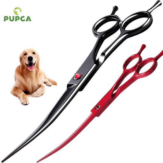 Portable Curved Pet Hair Scissors Grooming Both Hand Available Stainless Steel Dog Scissors Pets Shears Animal Cutting Scissors