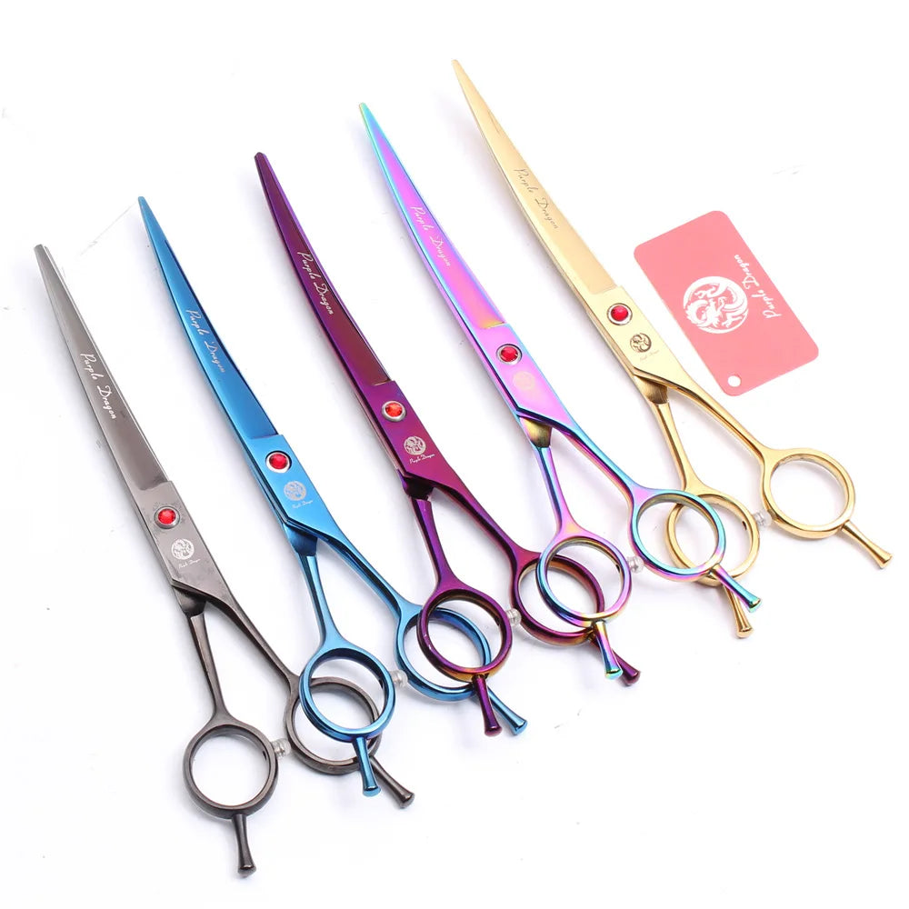 Portable Curved Pet Hair Scissors Grooming Both Hand Available Stainless Steel Dog Scissors Pets Shears Animal Cutting Scissors
