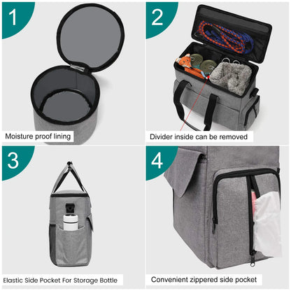 Podofo Weekend Pet Travel Set for Dog and Cat Airline Approved Tote Organizer with 2 Food Storage Containers 2 Collapsible Bowls