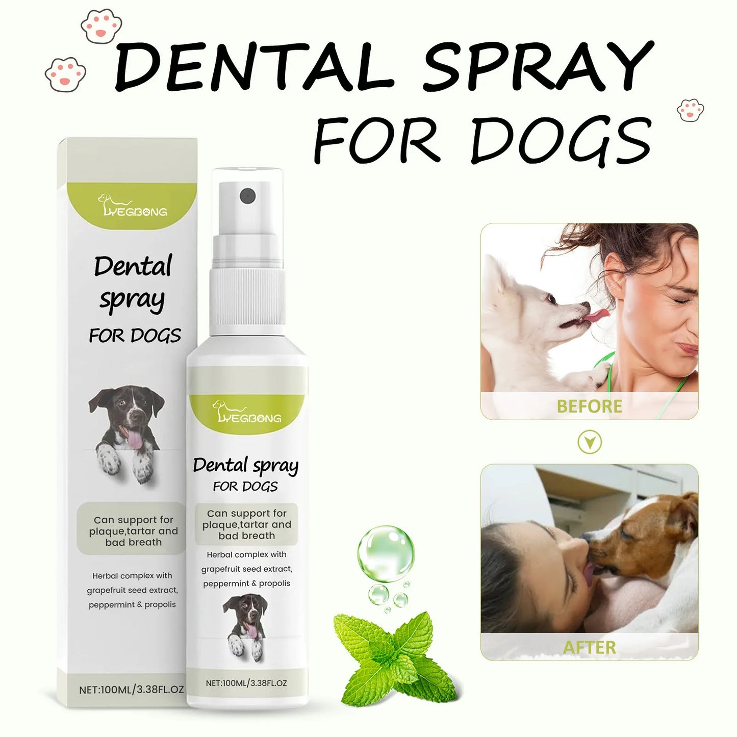Pet Oral Cleaning Spray Mouth Tartar Plaque Clean Kitten Bad Breath Removal Dntal Calculus Prevention Cat Breath Freshen Liquid