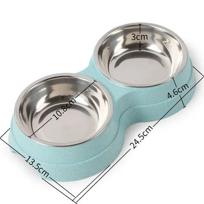 Small Dog Accessories Double Pet Bowls Stainless Steel Pet Drinking Dish Feeder Dog Food Water Feeder Cat Puppy Feeding Supplies