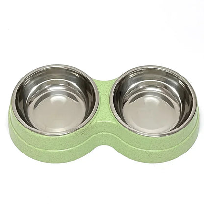 Small Dog Accessories Double Pet Bowls Stainless Steel Pet Drinking Dish Feeder Dog Food Water Feeder Cat Puppy Feeding Supplies