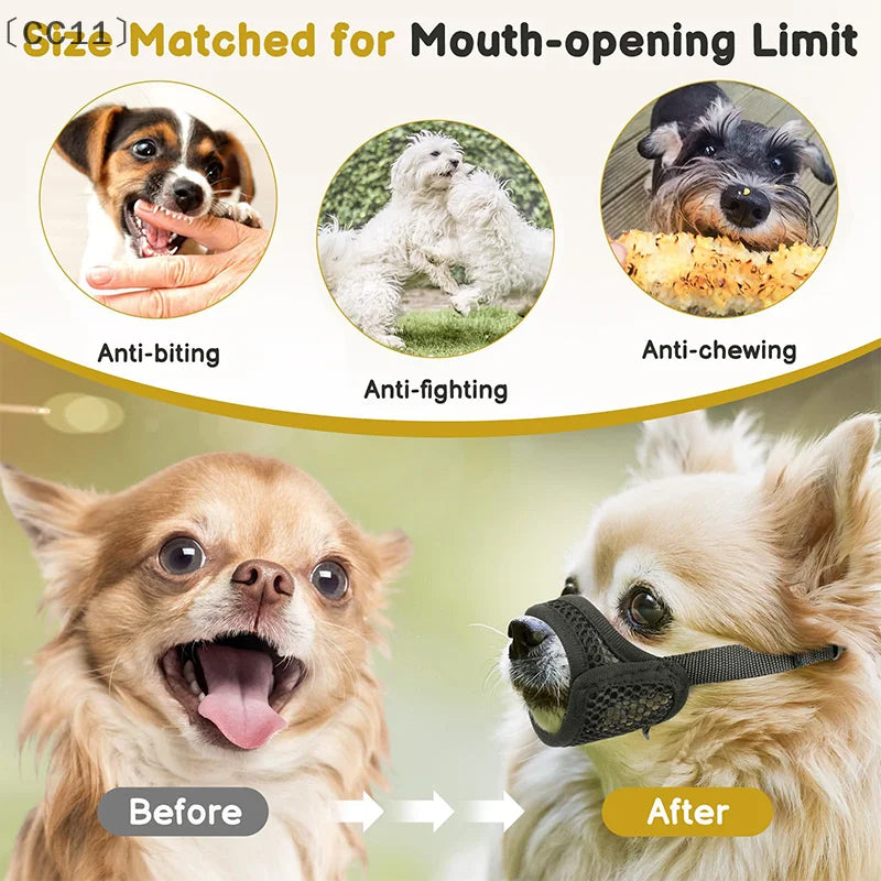 〔CC11〕Mesh Muzzle For Short Snout And Small Medium Dogs Anti-Biting, Focus On Brachycephalic Dogs Like Chihuahua Pomeranian