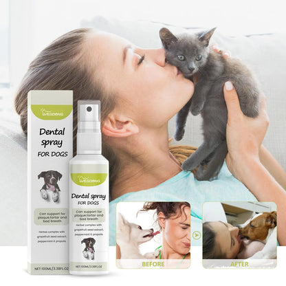 Pet Oral Cleaning Spray Mouth Tartar Plaque Clean Kitten Bad Breath Removal Dntal Calculus Prevention Cat Breath Freshen Liquid