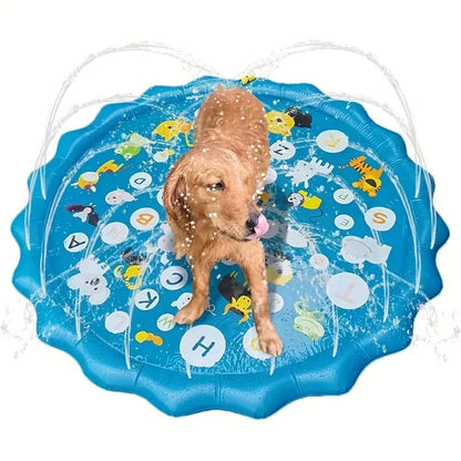 Heavy-Duty Outdoor Pet Bathing Basin with Spray Function - Non-Slip Dog Water Play Mat for Summer Fun and Pet Bathing